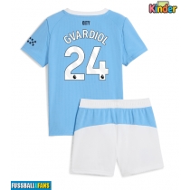 Manchester City Josko Gvardiol #24 Heimtrikotsatz Kinder 2025-26 Kurzarm (+ Kurze Hosen)